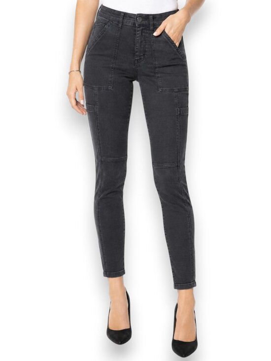 pistola Denim - Pistola Alice Ink Black Gray Utility Skinny Moto Panel Stretch Denim Size 26 NWT